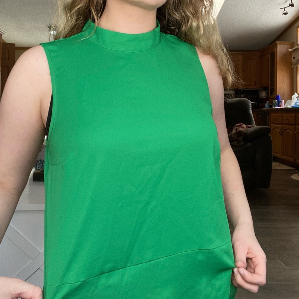 Green mock neck tank top